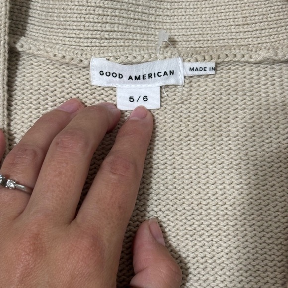 Good American Chunky Oversized Cardigan Cotton in Cream Beige Size 5/6 • 2XL/3XL - Picture 6 of 7